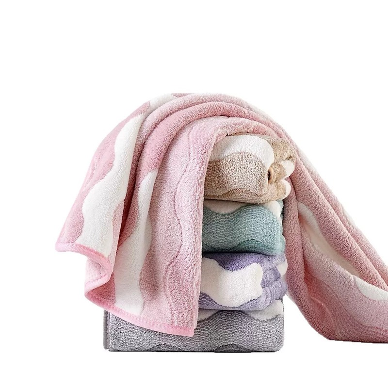 家用珊瑚絨雙拼色吸水毛巾