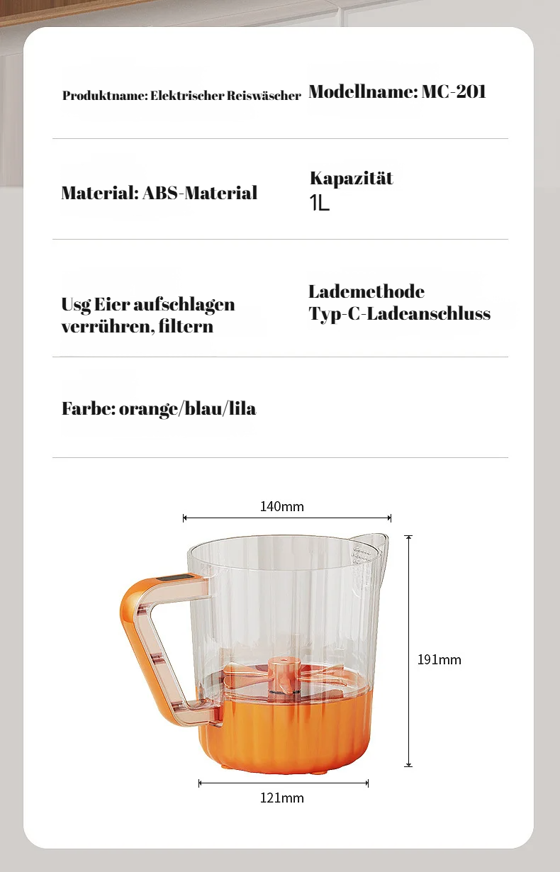 Einfach zu reinigen: Automatischer Schneebesen und Becher
