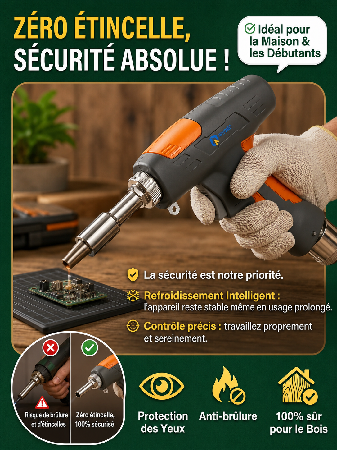 【90℃-480℃ réglable】soudeuse laser portative