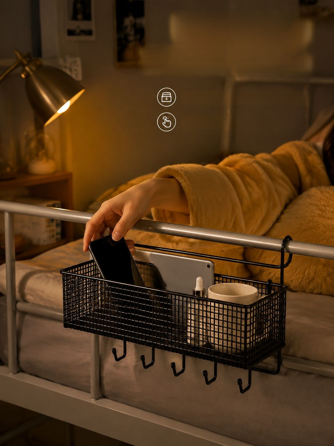 Photo du panier de chevet avec installation facile