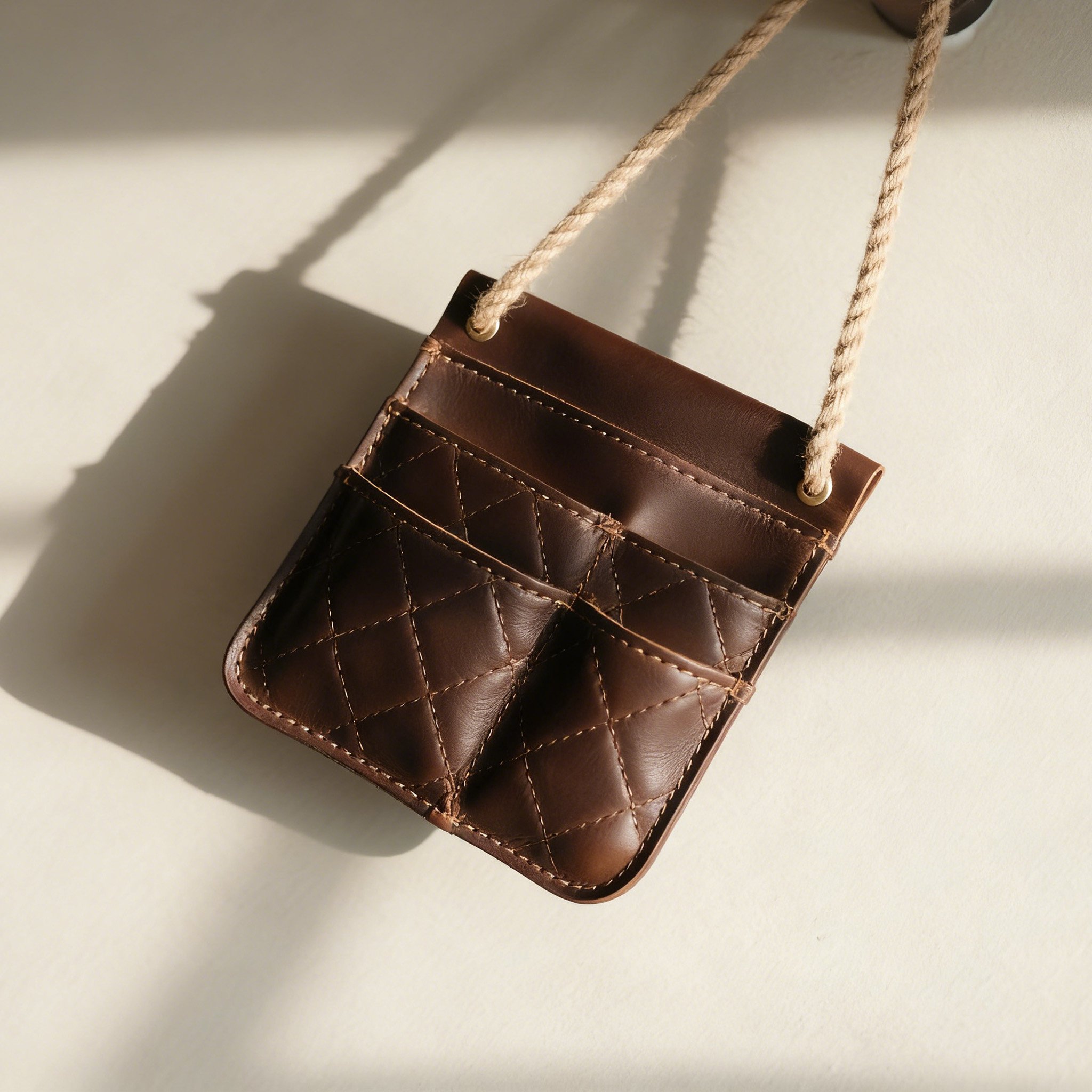 車載革製吊り下げ収納ポーチ3個セットの全体イメージ