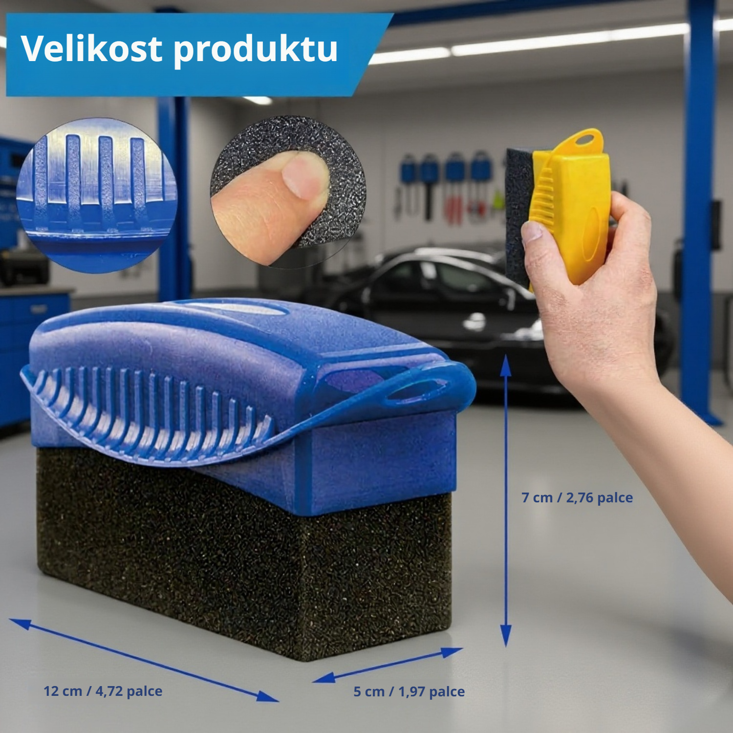 Zářivý lesk auta po použití houby