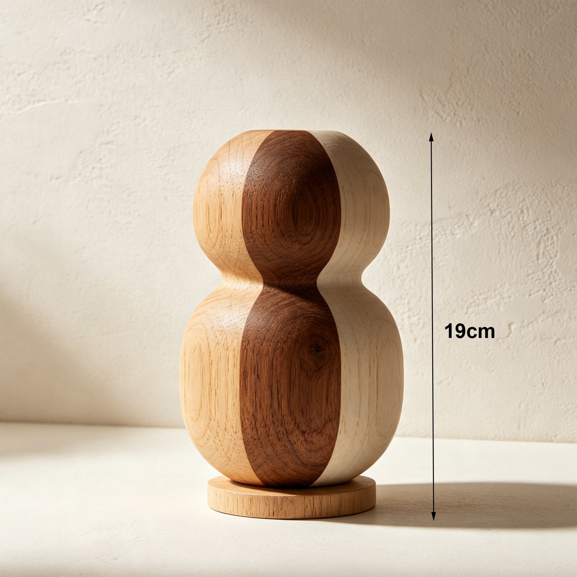 Modern minimalist wooden gourd vases in a set of two