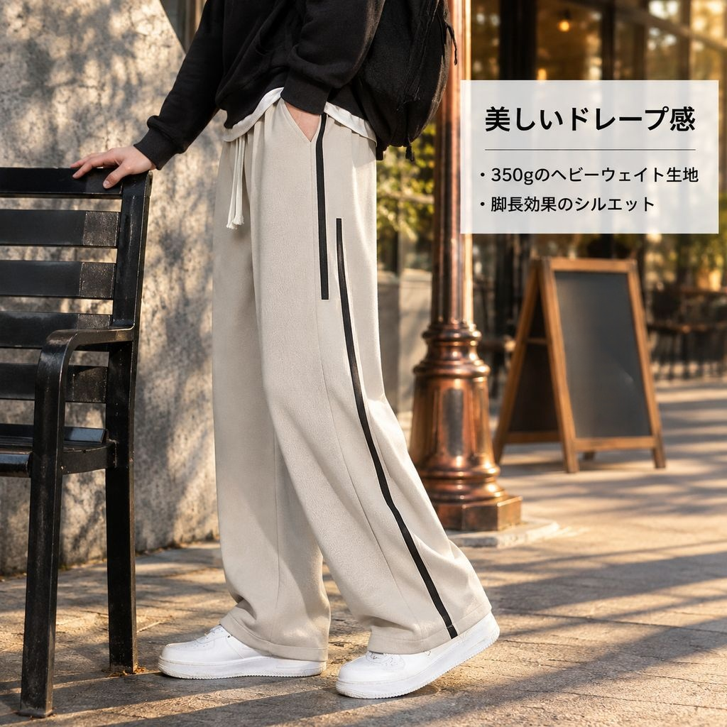 ストレートゆったりカジュアルスポーツパンツ