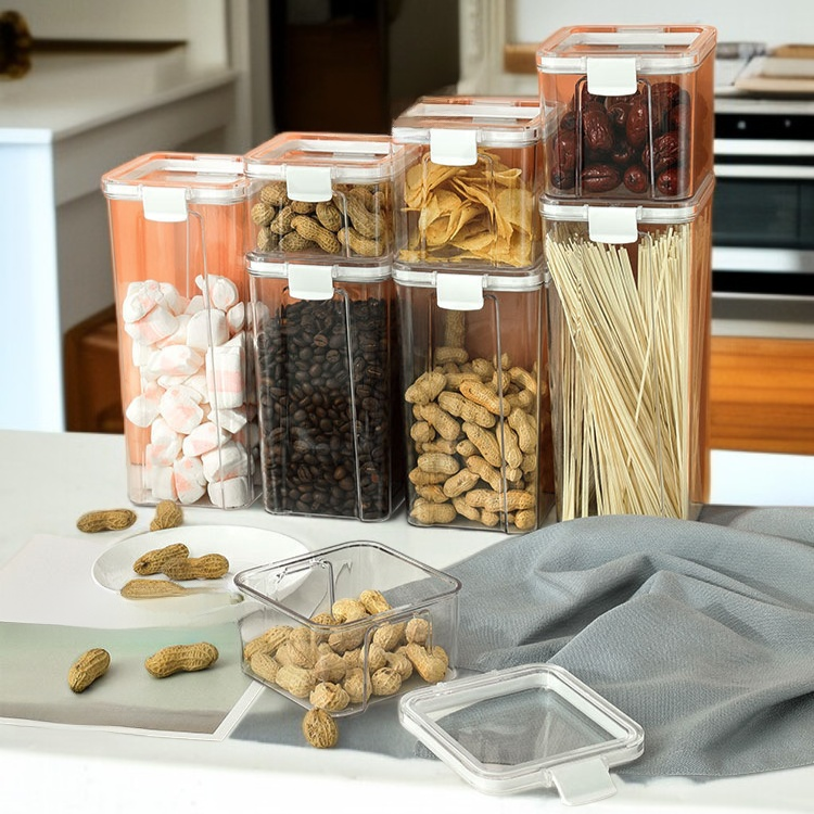 다용도 주방 밀폐 보관함 플라스틱 사각 곡물 향신료 저장통