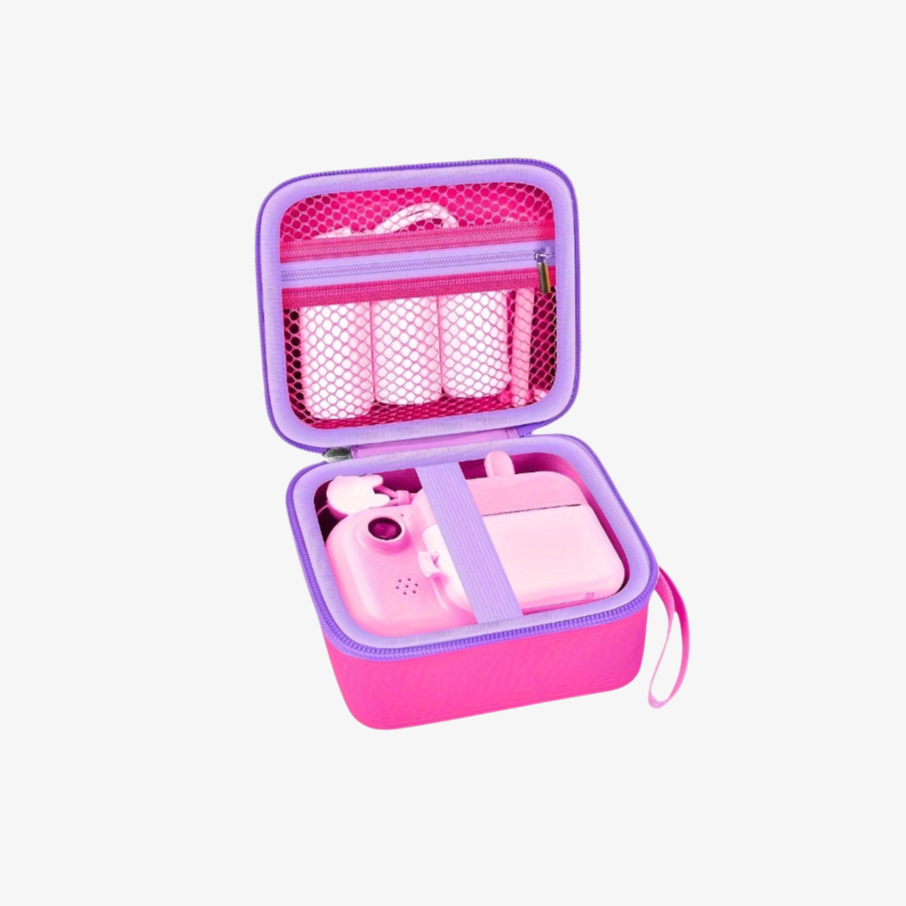 Instant Camera Storage Bag Portable Organizing Hard Shell Case (Pink)