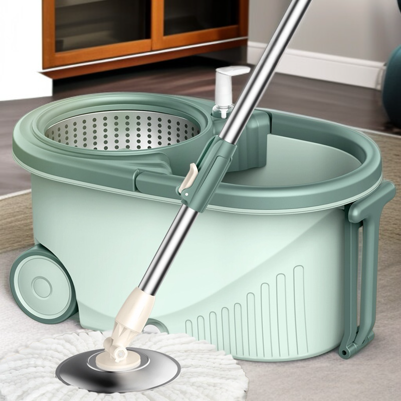 大型モップバケツモップ耐食トロリーアーム長さ調節可能細繊維綿ヘッド家庭用