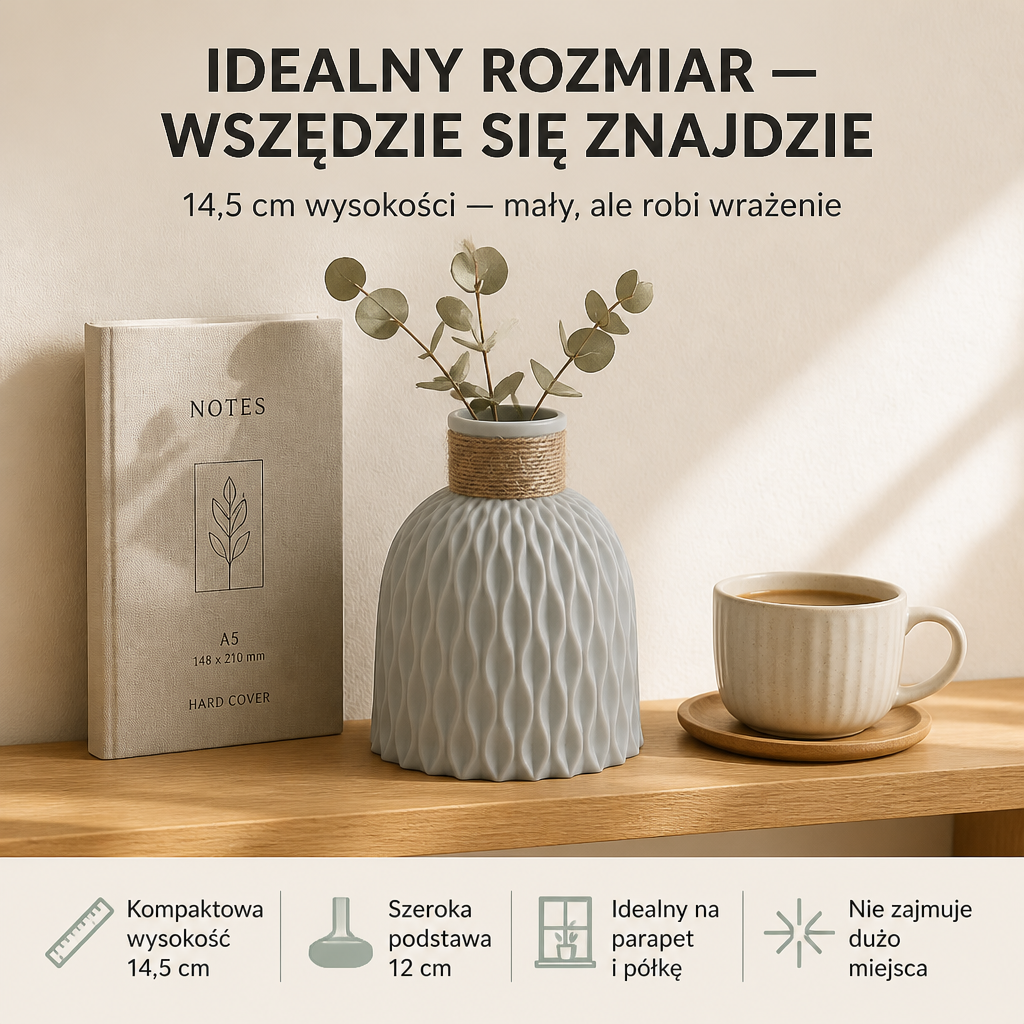 Wytrzymały wazon plastikowy z wzorem ananasa i fakturą fal