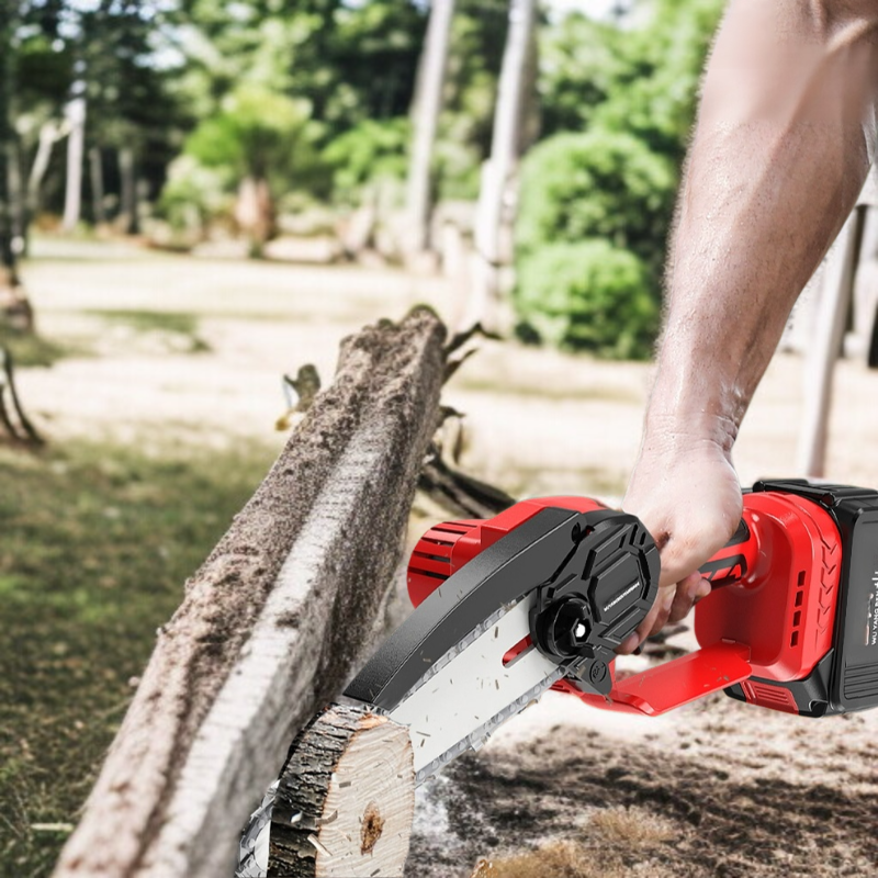 Sierra portátil de litio con diseño moderno y seguro