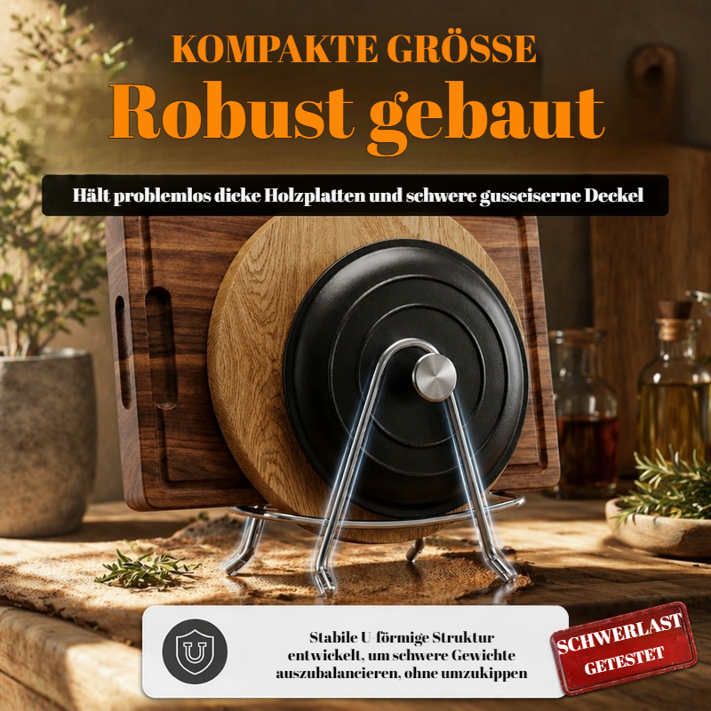 Multifunktionaler Schneidebrett- und Deckelhalter aus Edelstahl für die Küche