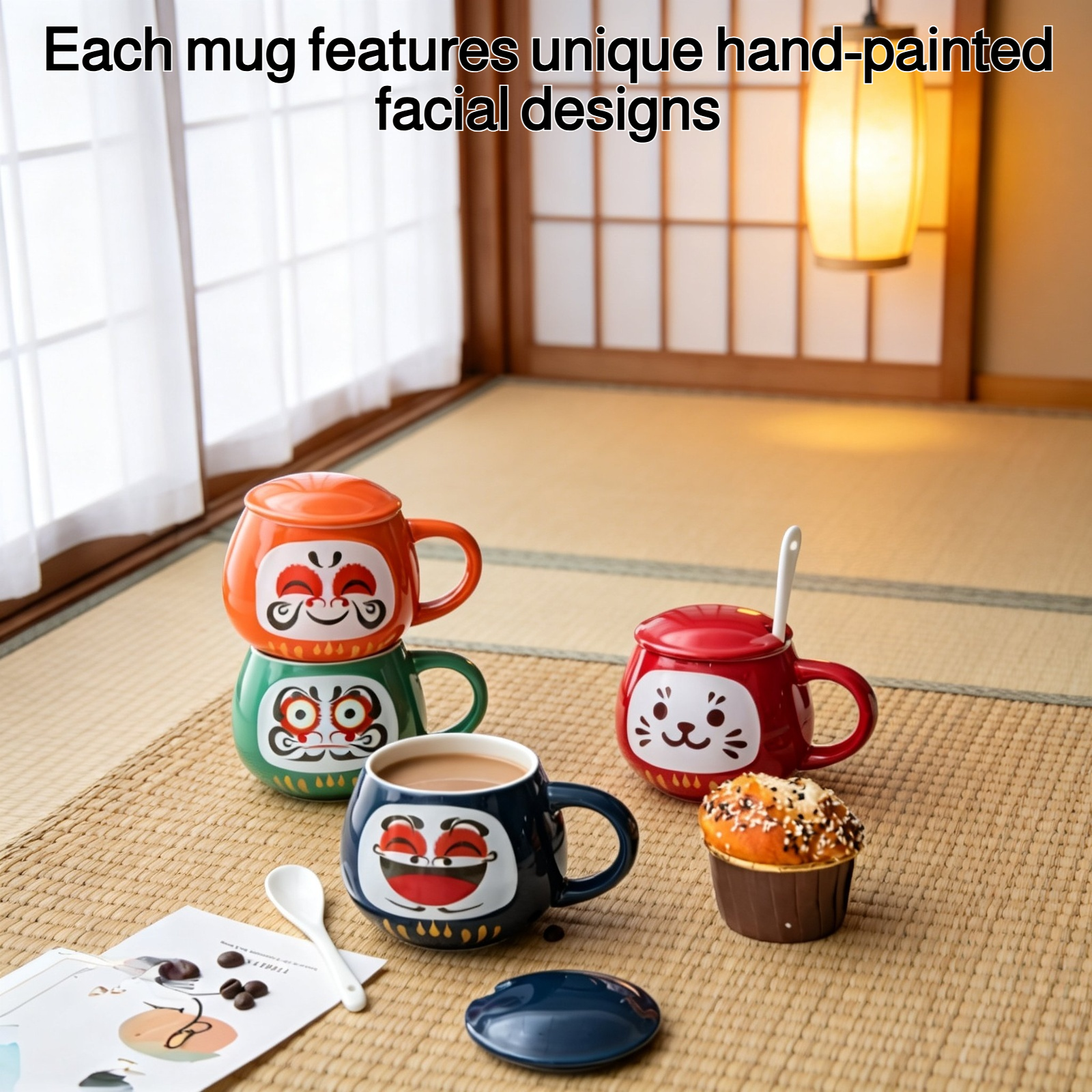 Face-painted ceramic mug