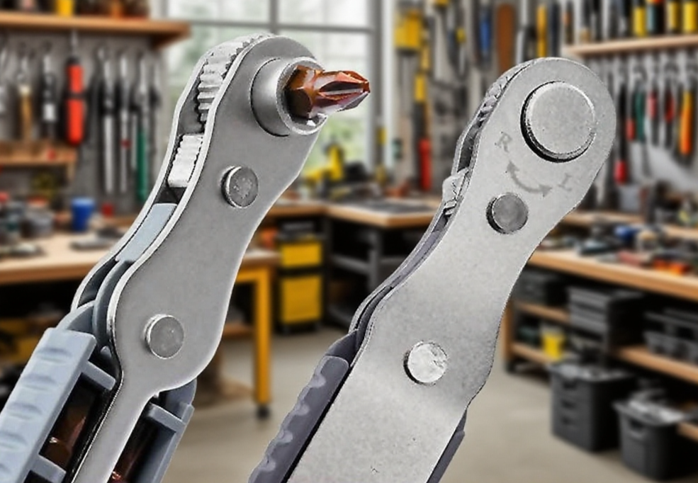 Using the narrow ratchet screwdriver in tight space