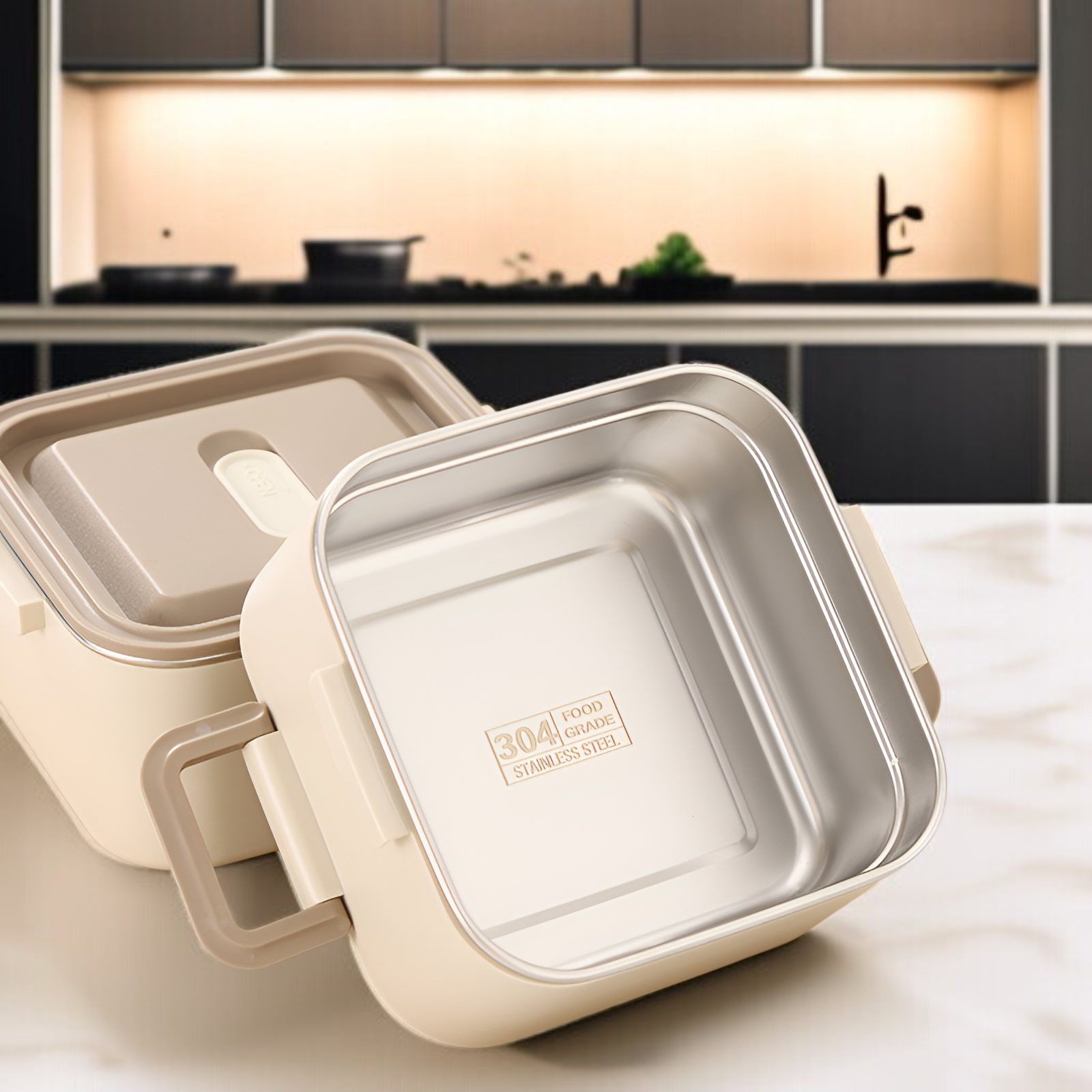 Lunchbox aus 304 Edelstahl, tragbare Frischhaltebox, Fach, Lunchbox für Mikrowelle, Studenten, Lunch