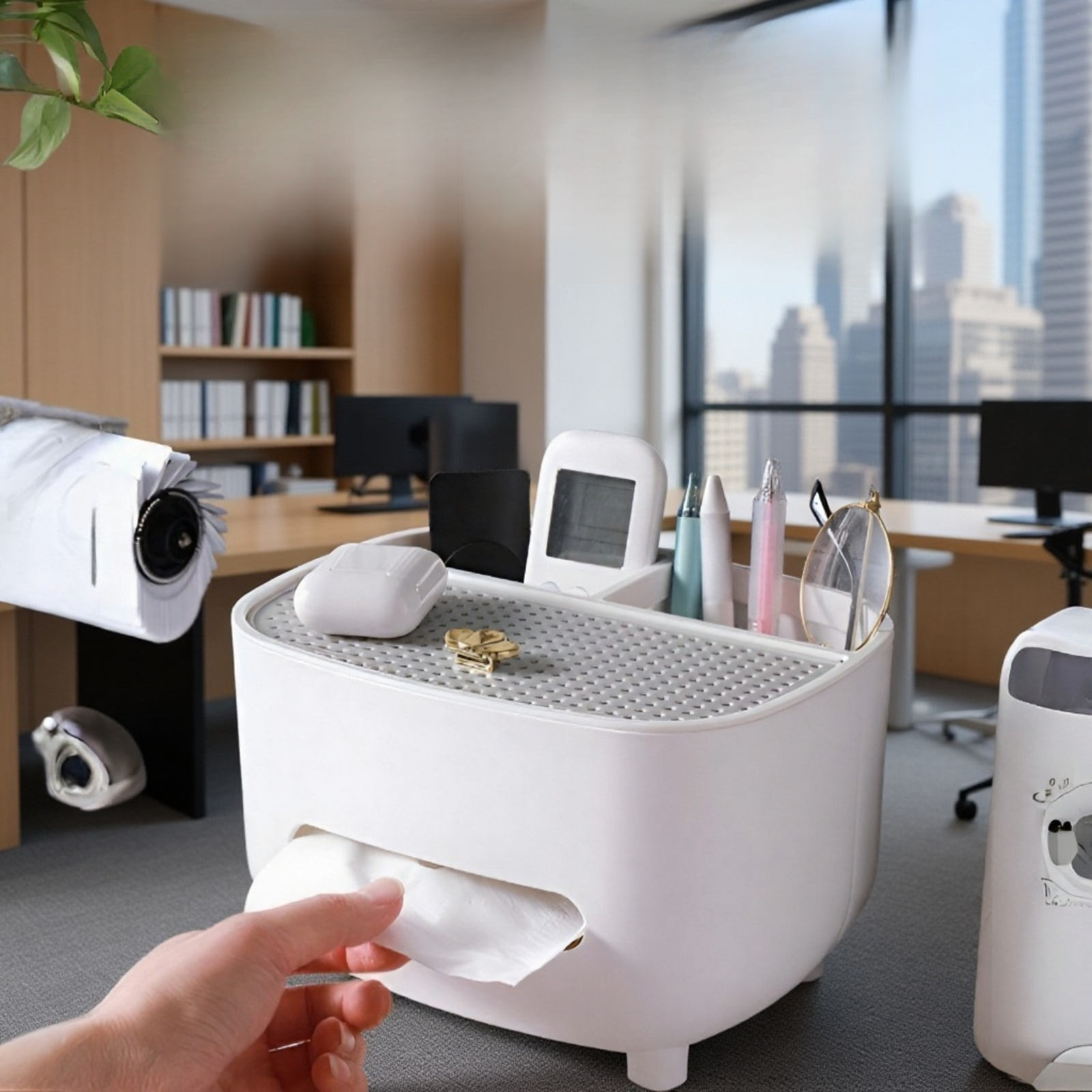 Household tissue dispenser with sleek design