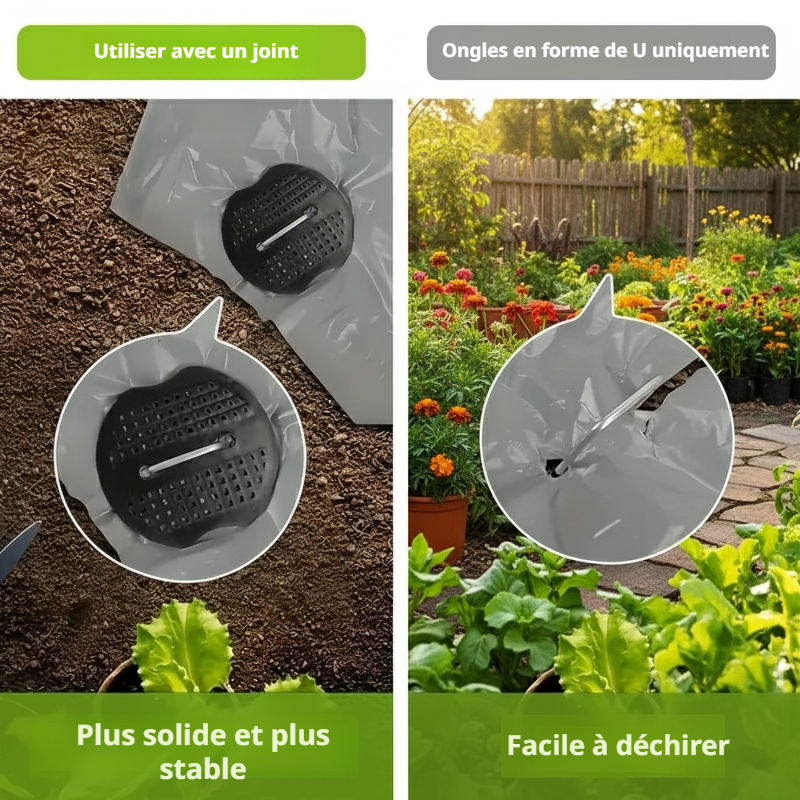 Agrafes en U pour tissu de désherbage, attaches avec anneau noir