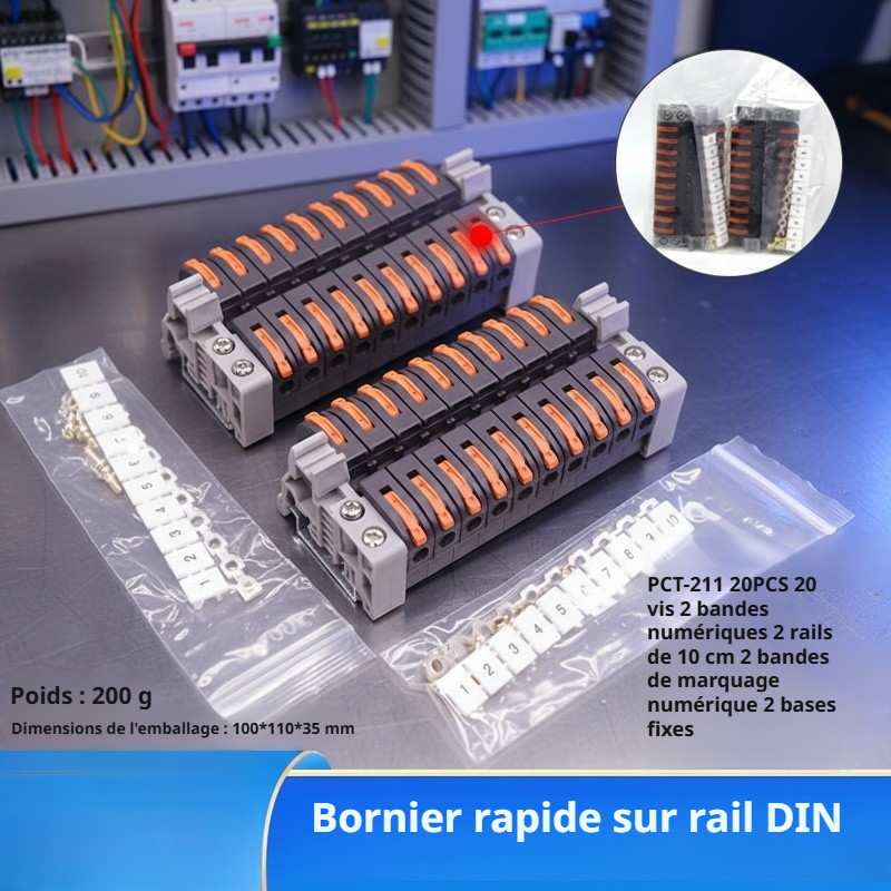 Borne de connexion rapide PCTJM-211, bloc de bornes combiné sur rail