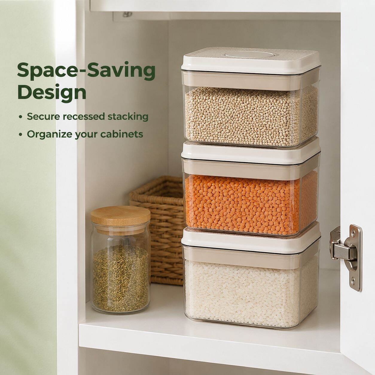 Grain Storage Container Airtight Press-Type Transparent Kitchen Box