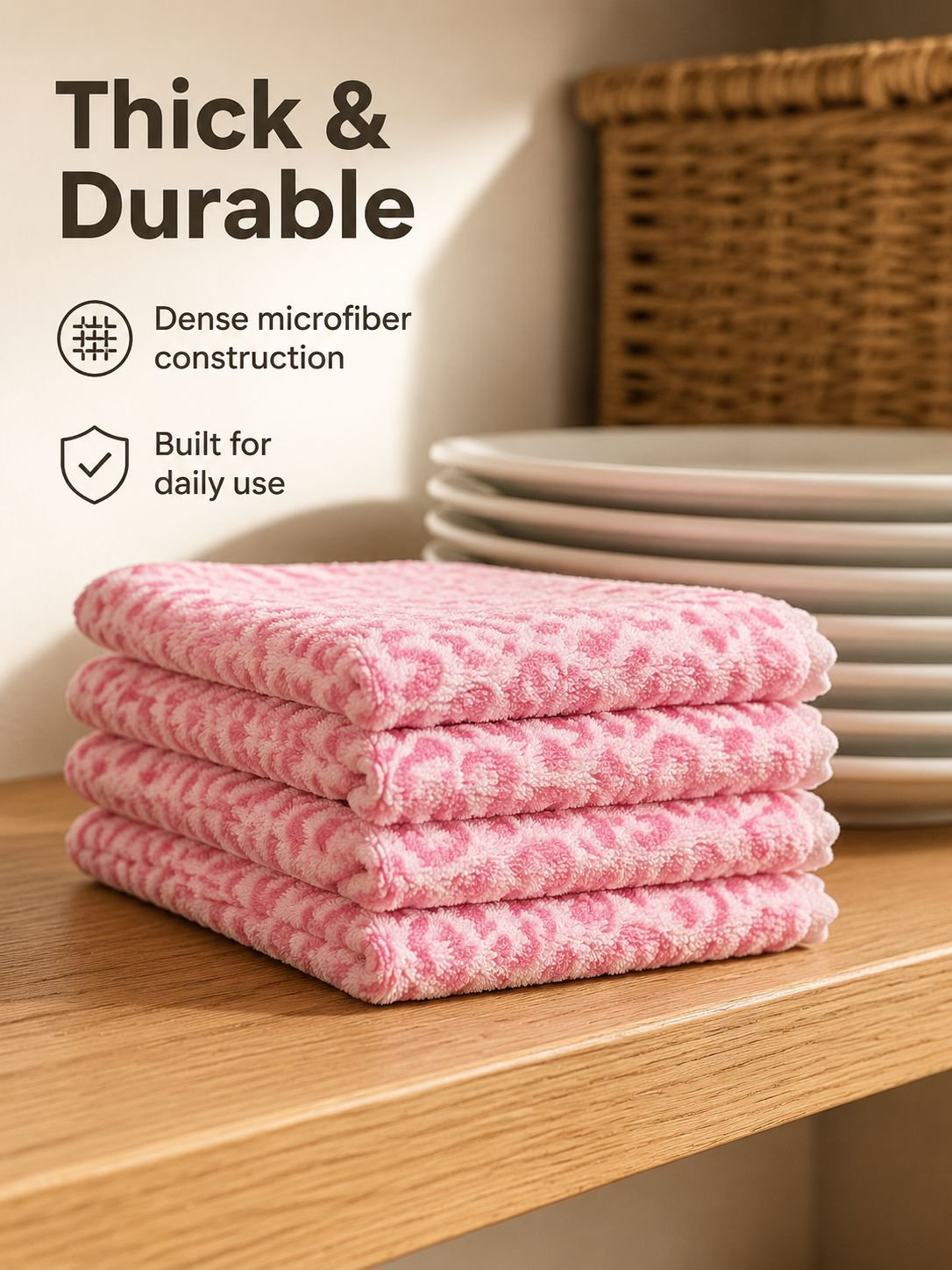 Leopard Print Thick Household Dishcloth, Highly Absorbent and Lint-Free
