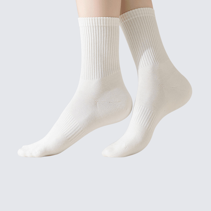 繽紛純色女士棉質中筒襪