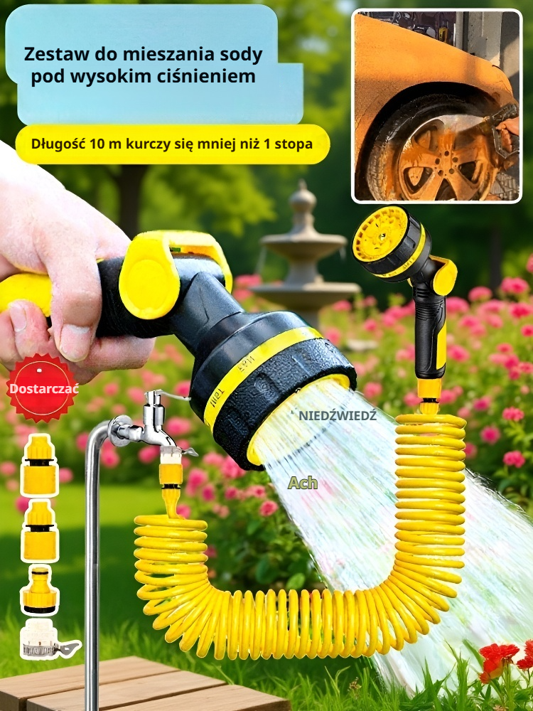  Zestaw elastycznych węży ogrodowych z pistoletem do podlewania i mycia samochodu
