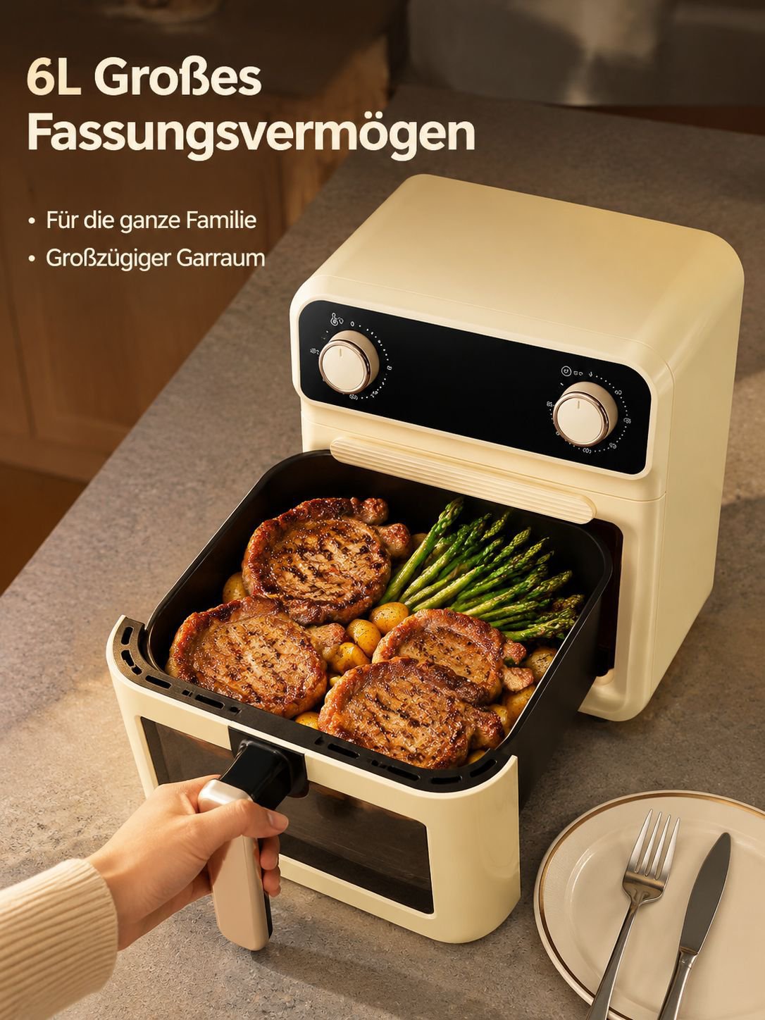 Große elektrische Fritteuse mit Mehrfachfunktion