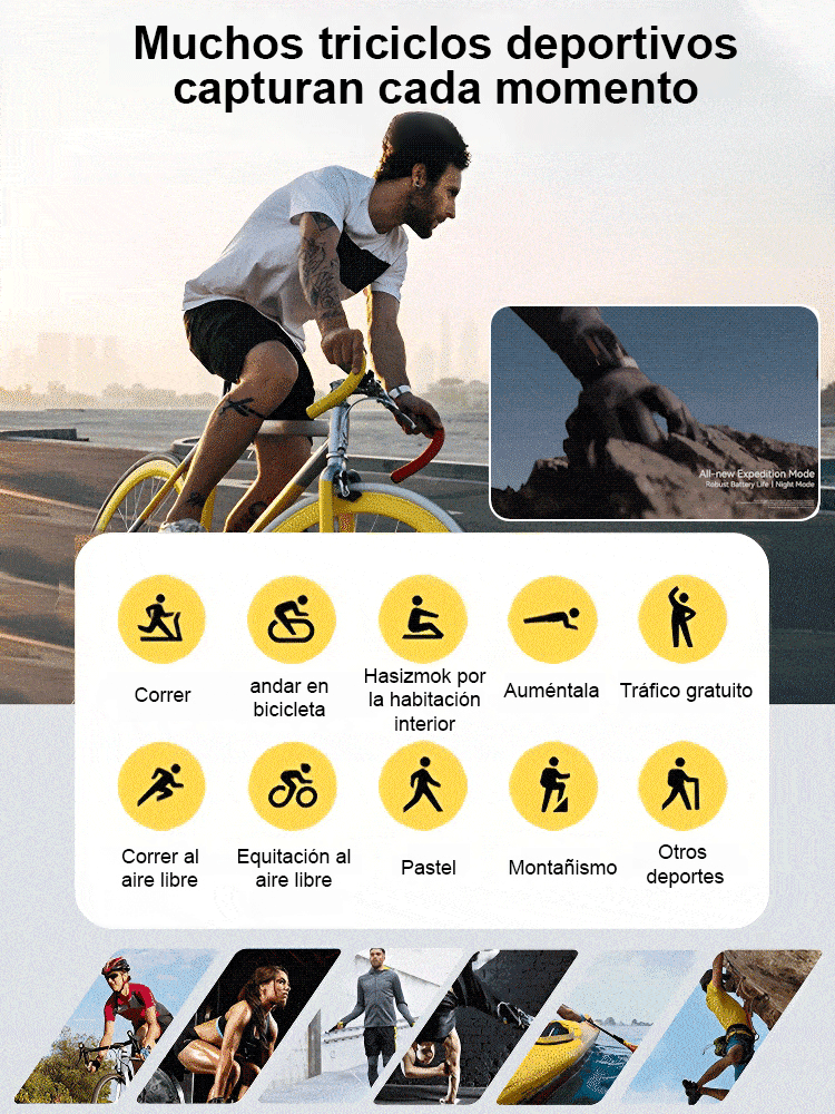  Reloj inteligente impermeable con medición de glucosa y frecuencia cardíaca