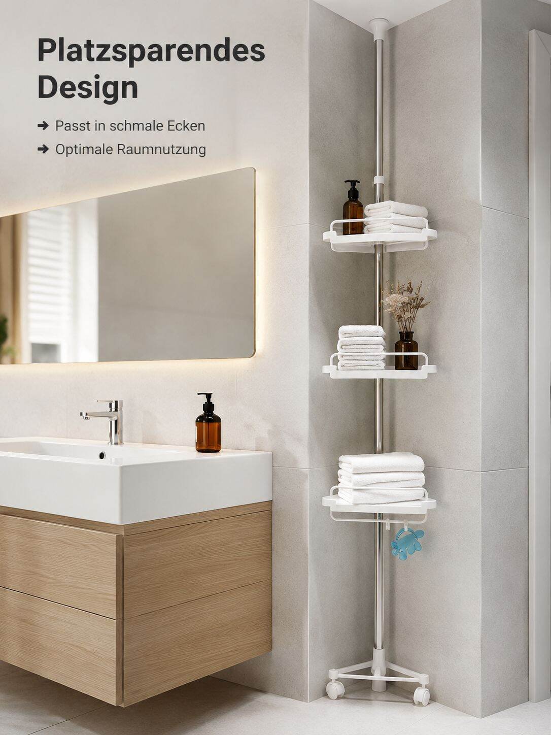 Badezimmer-Eckregal aus mehrschichtigem Edelstahl