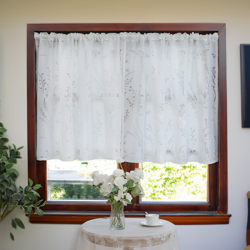 田園風アメリカンラベンダーの花のカーテン 窓のカーテン フレンチホワイトレース リビングルーム バルコニー 出窓 ドアカーテン パーティション