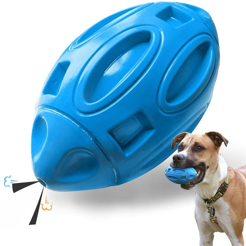 Pet Toy Rubber Squeaky Rugby Ball