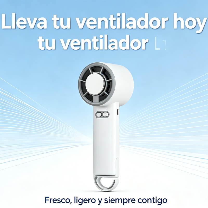 Ventilador portátil y de escritorio con enfriador, 5 velocidades ajustables y gancho
