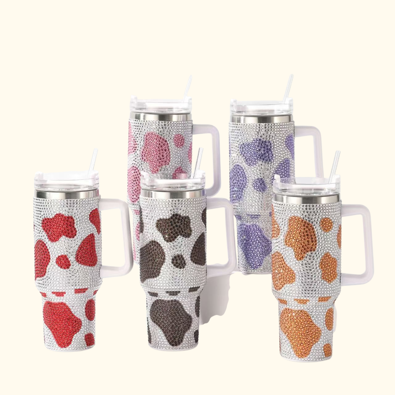 ダイヤモンド付き車用厚手ステンレス保温カップ二重構造