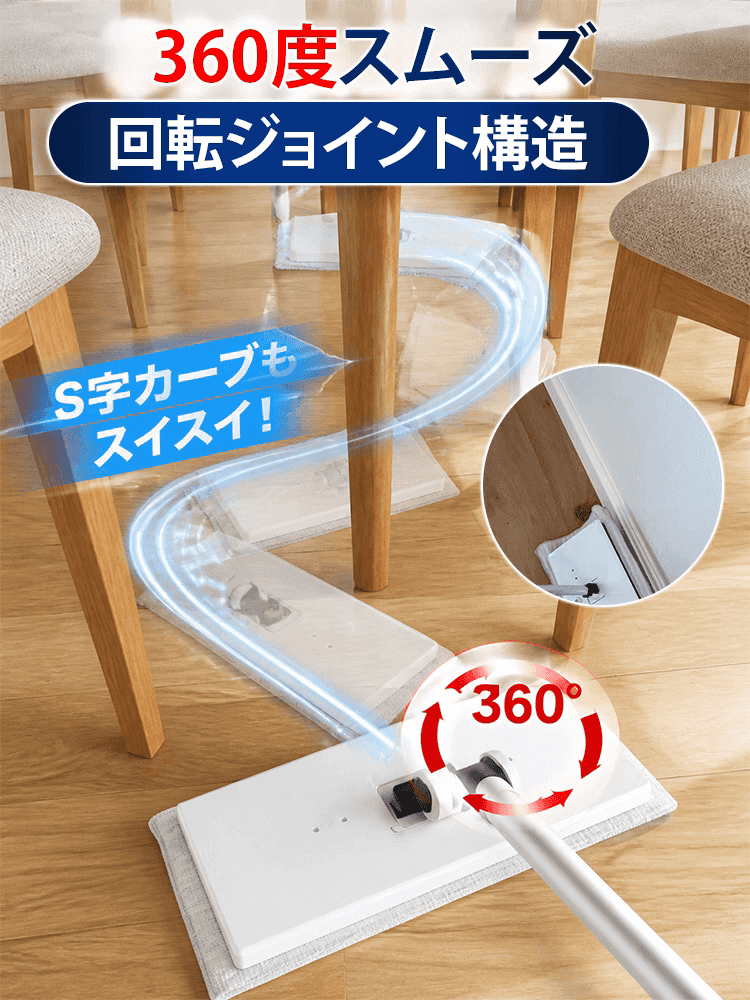 立ったままワンタッチで装着！手を汚さず使えるミニ雑巾モップ