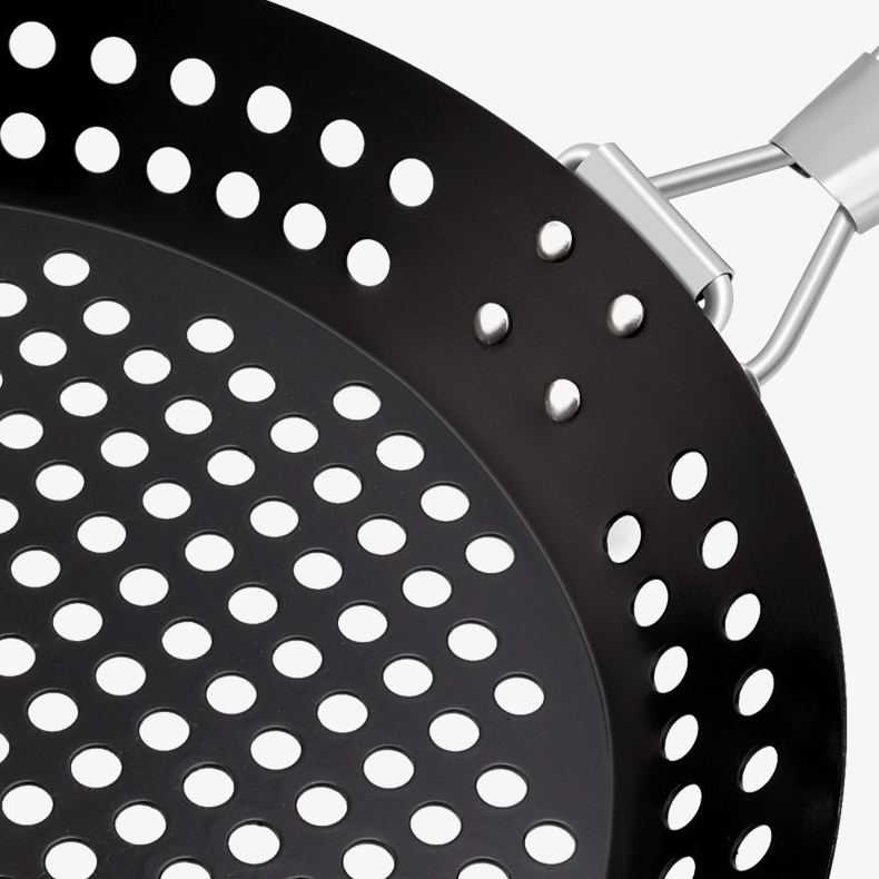 ด้ามจับพับได้ พร้อมแผ่นย่างบาร์บีคิวแบบกลวง