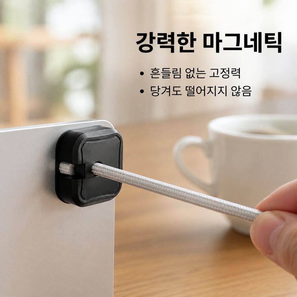 자석식 데스크탑 벽걸이 충전선 정리 고정 클립 플러그 걸이