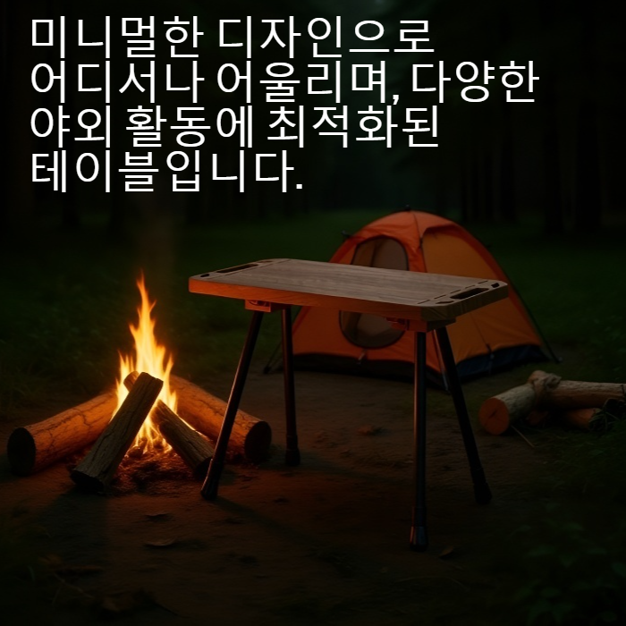 캠핑장에서 사용 중인 접이식 테이블