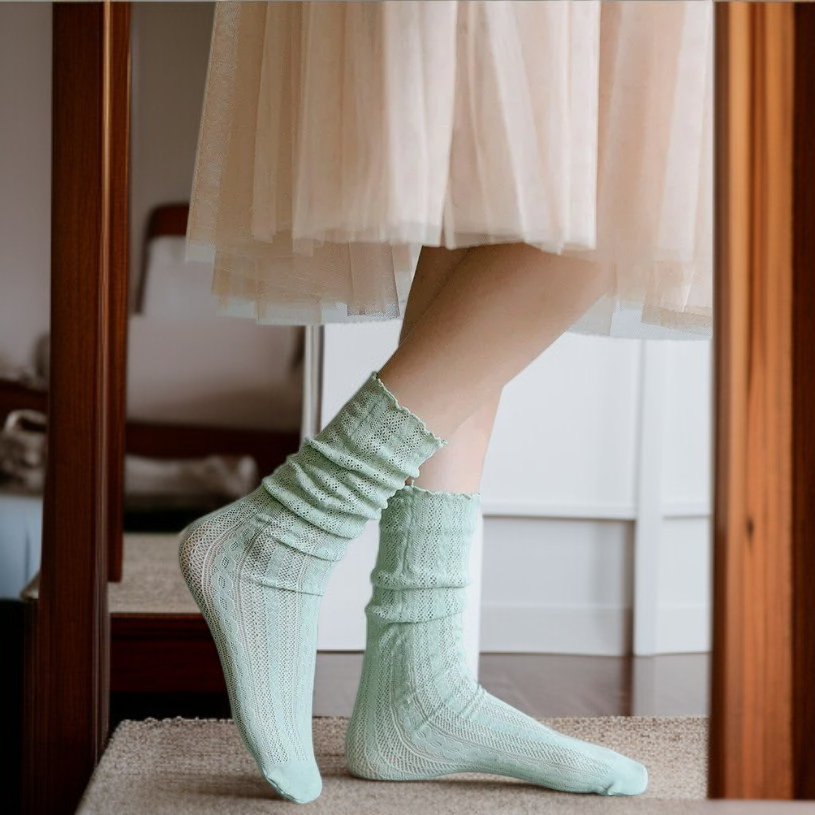 1足/2足 女性用メッシュレースアンクルソックス 春夏用
