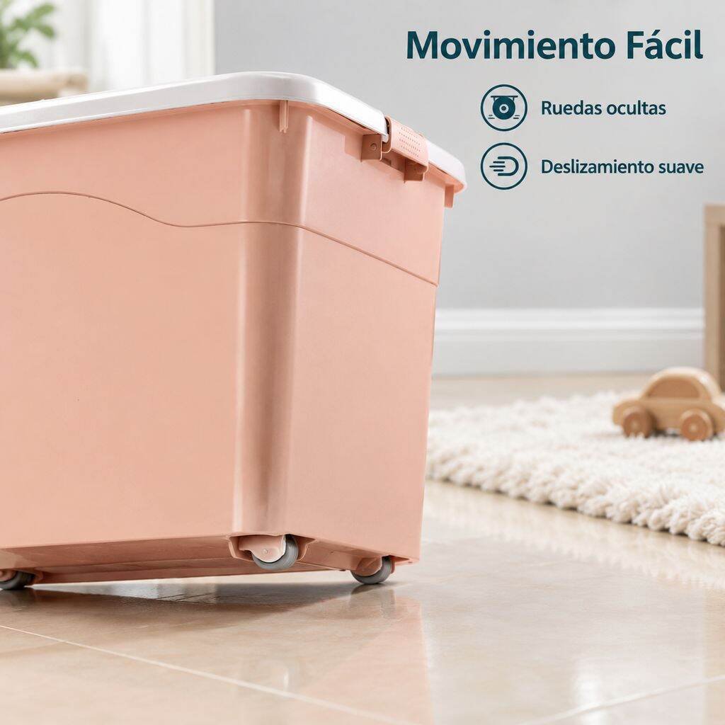 Caja organizadora grande de plástico con ruedas para mantas, juguetes y ropa