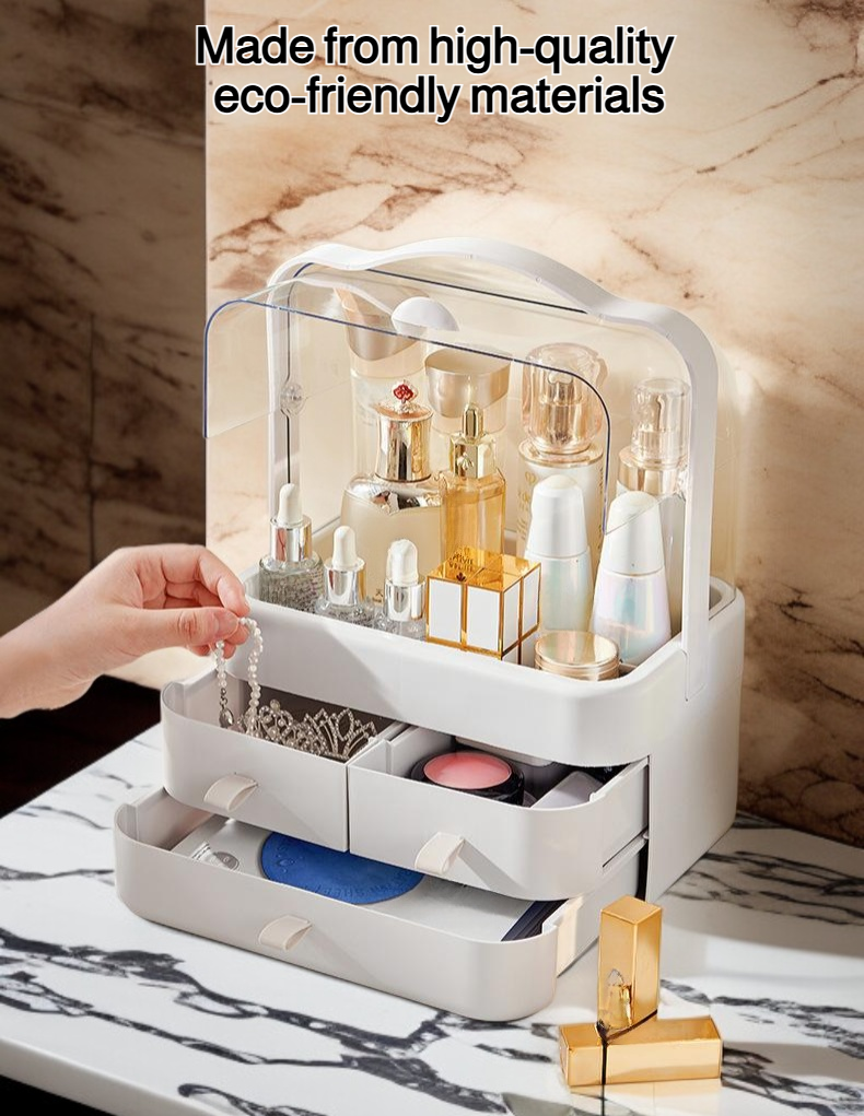Spacious cosmetic organizer with multiple drawers