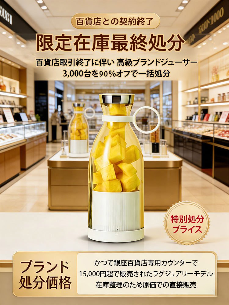 【銀座 期間限定モデル】【正規品】電動ジューサー 小型 ミキサー 氷も砕ける 離乳食級の安全性 10秒で搾りたて 3秒で洗浄完了 持ち運び便利 [数量限定・50%OFF]