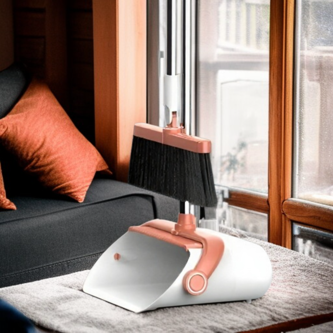 バスルームの水切りに便利なスクレーパー付きほうき