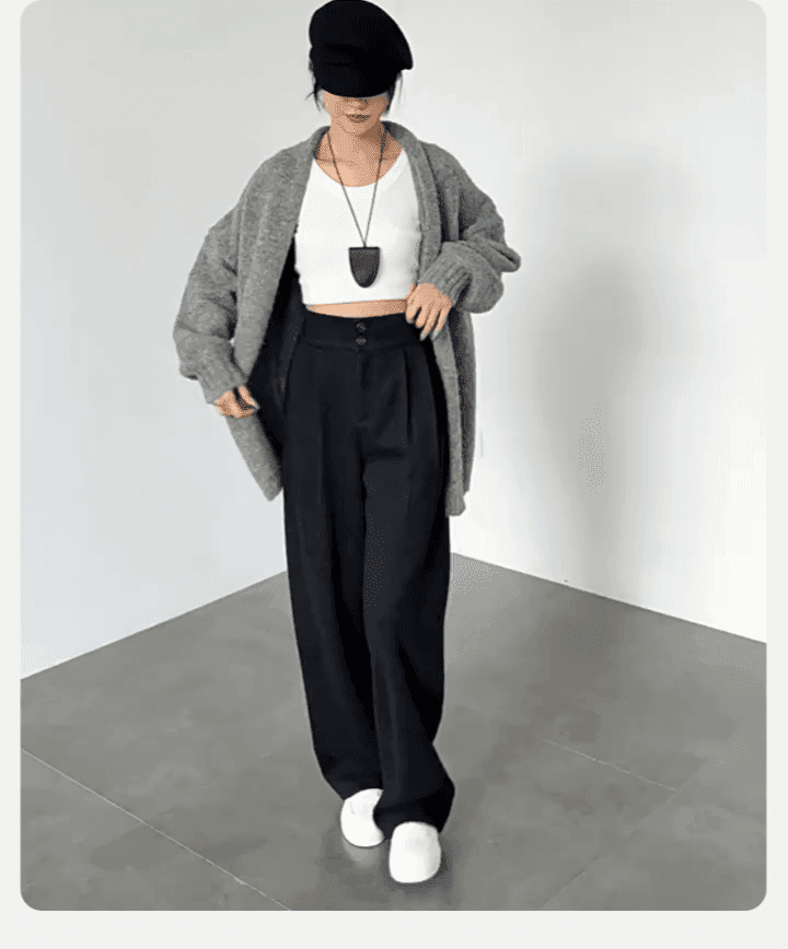 秋冬コーデに最適なカシミヤワイドパンツ