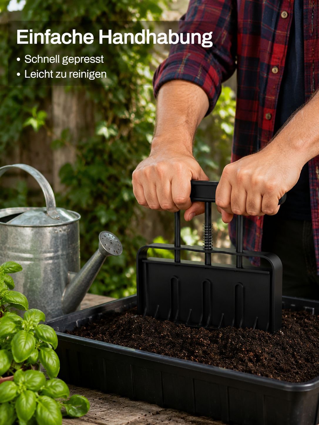 Handbetriebener Erdklotzformer für Gartenarbeit und Aussaat