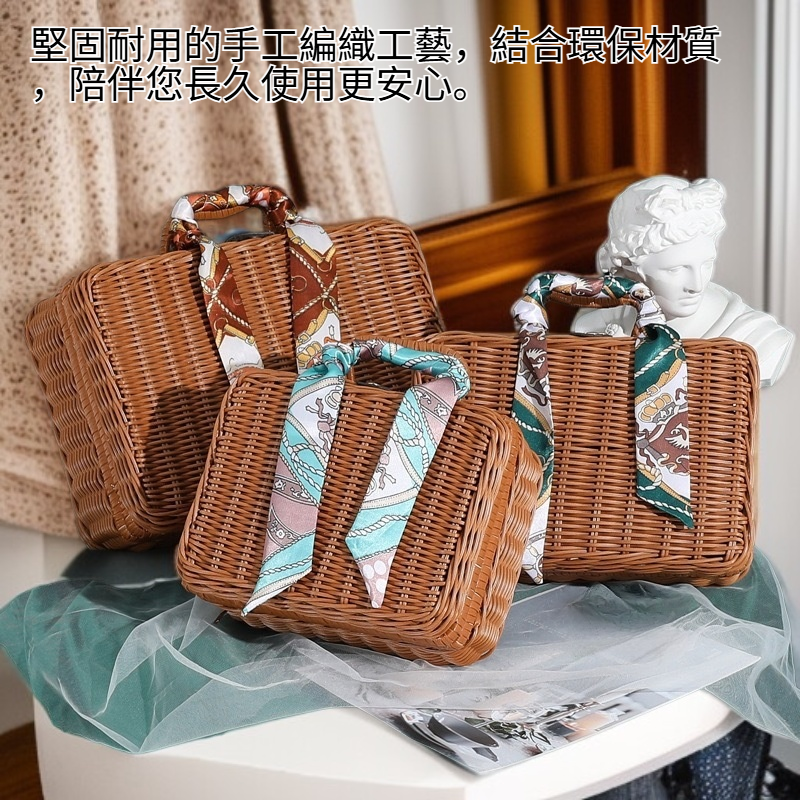 手工藤編收納手提禮盒新年節日紀念禮品籃