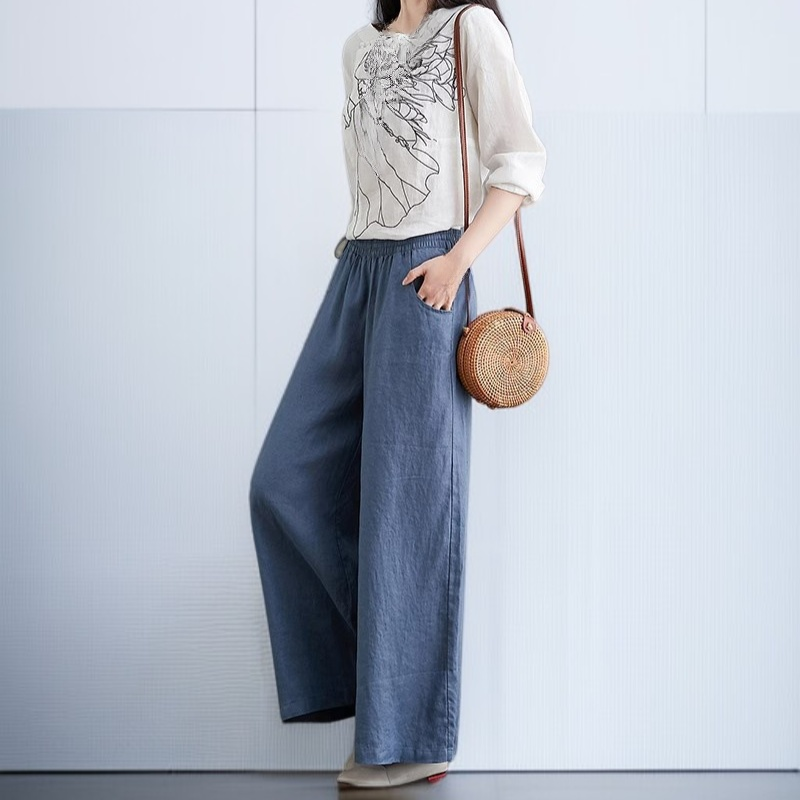 快適な着心地の女性用リネンパンツ