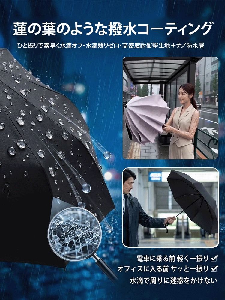 自動開閉折りたたみ晴雨兼用日傘