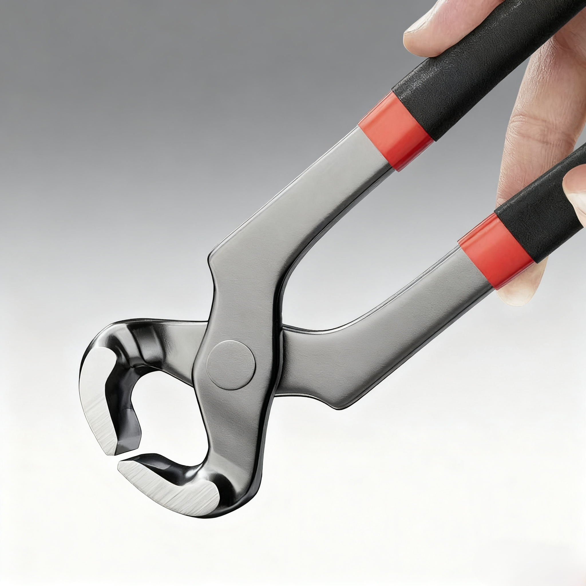 못 박기 겸자를 이용한 구두 굽 수리 과정