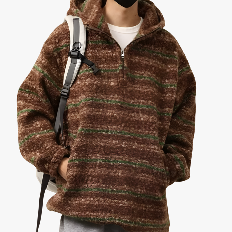 Abrigo de lana rayada estilo japonés y suéter retro holgado para hombre, primavera 2026