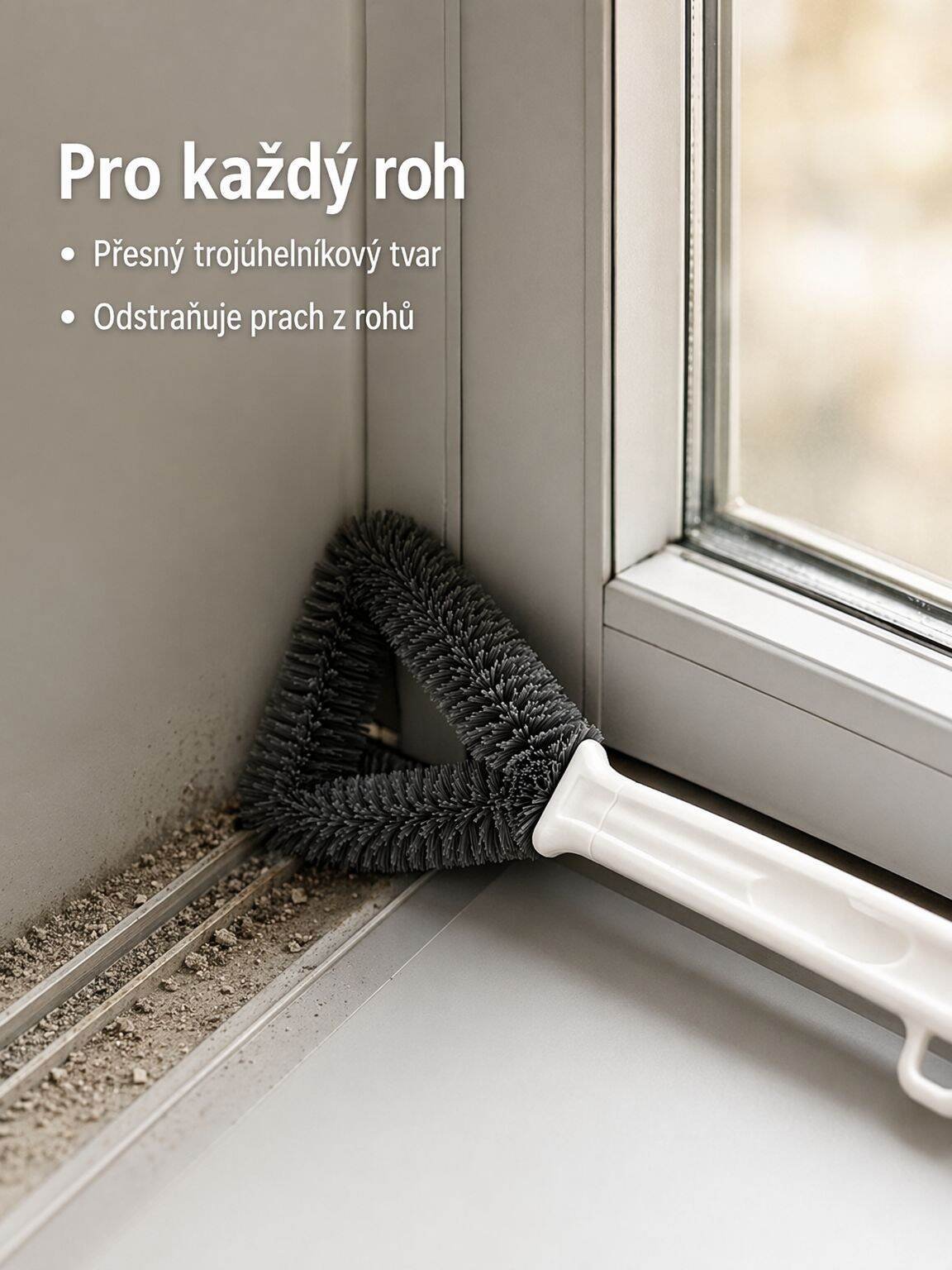 Domácí trojúhelníkový oboustranný čistič okenních sítí bez demontáže