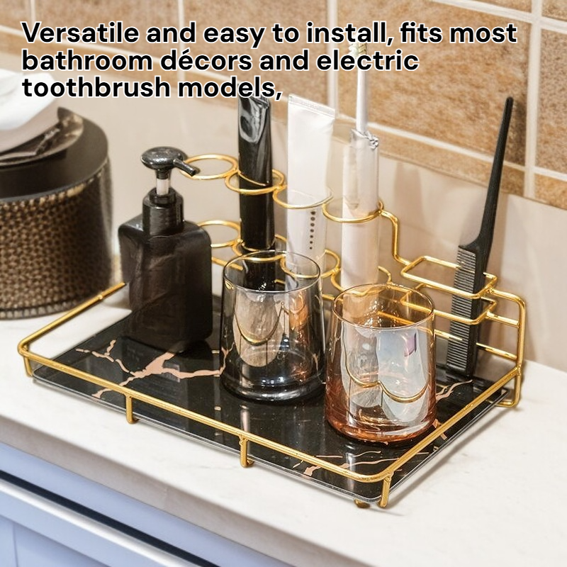 Bathroom Electric Toothbrush Organizer with Mouthwash Cup Set