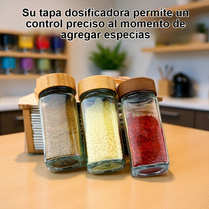 Frasco de almacenamiento para condimentos de cocina en mostrador